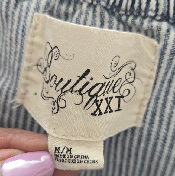 Striped Strapless Denim Mini Dress - Picture 5 of 5